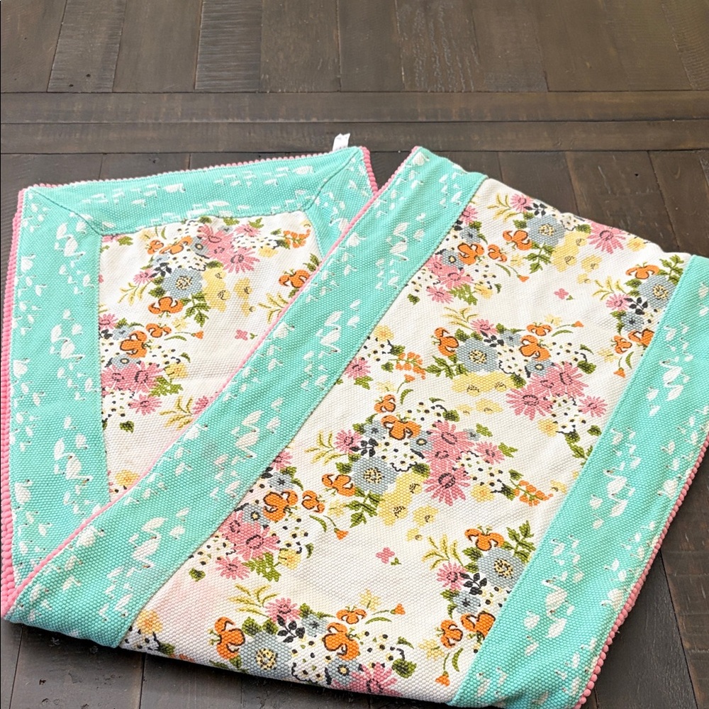 Matilda Jane Floral Cotton Quilt with Mint and Pink Trim